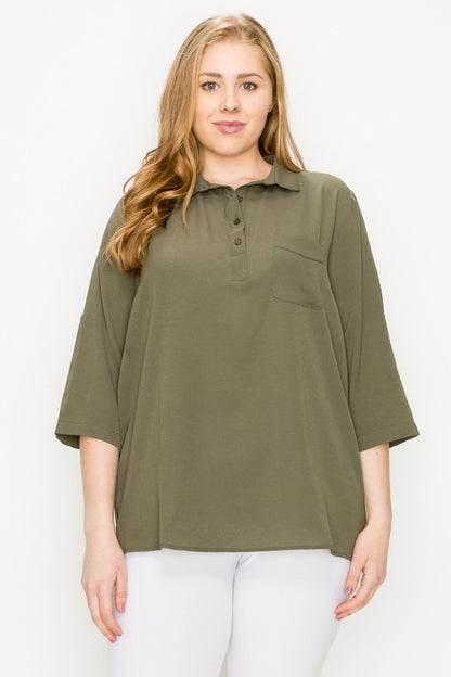 Plus Size KOSHIBO ROLL UP SLEEVE TOP