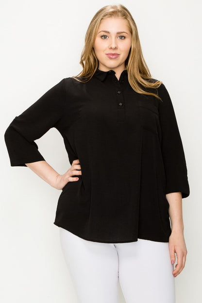 Plus Size KOSHIBO ROLL UP SLEEVE TOP