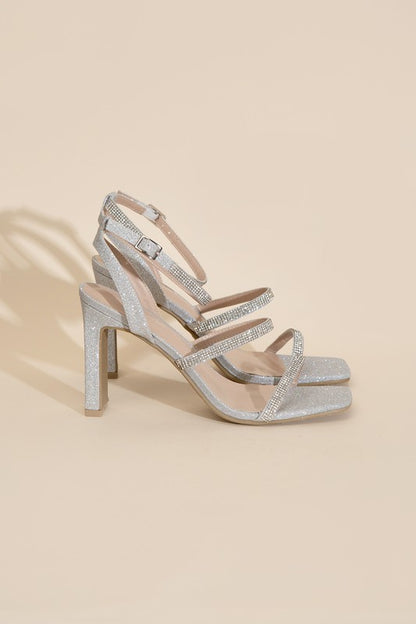 DEVIN-1 Silver Rhinestone Heels