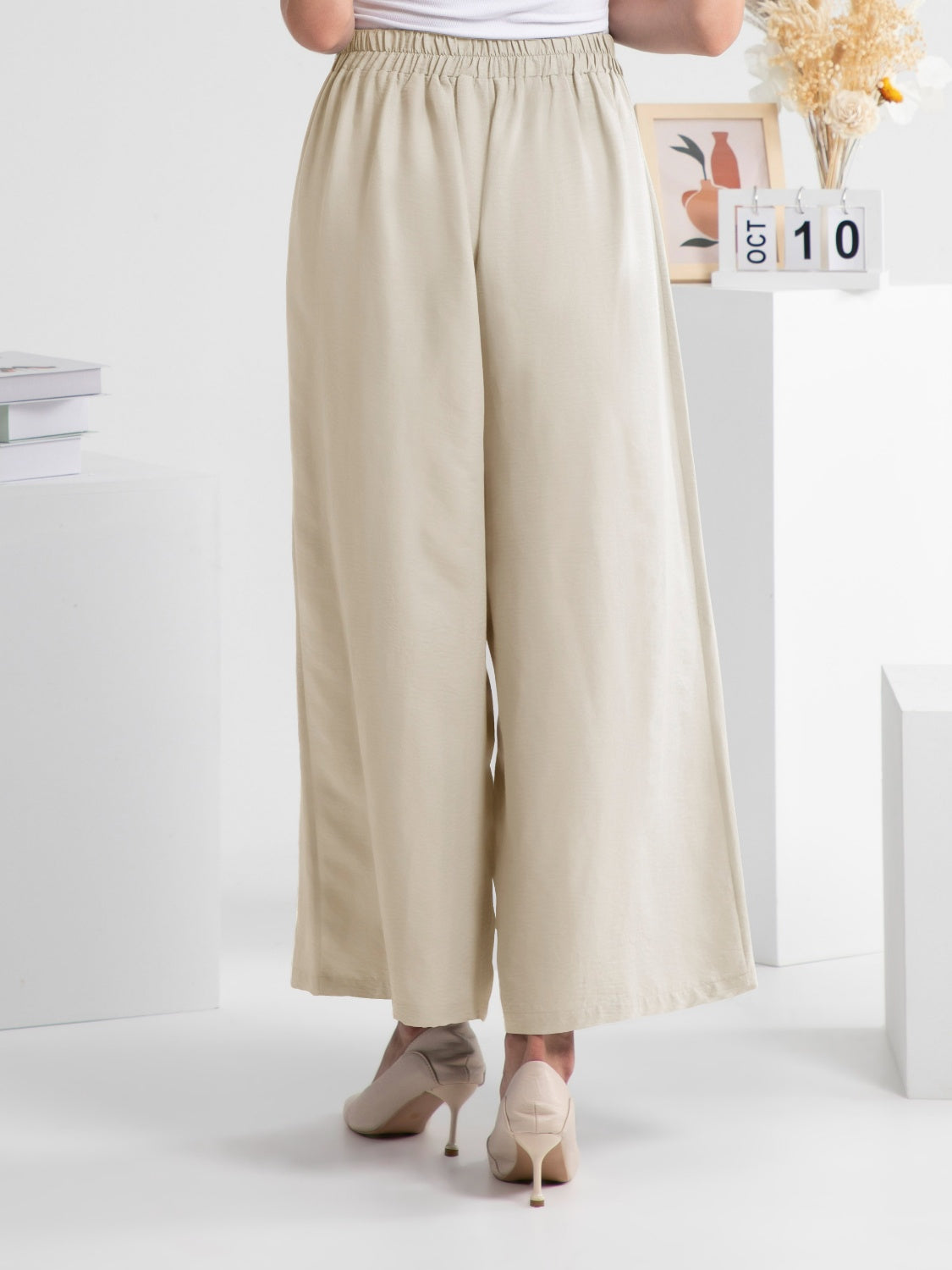 Wide Leg Elastic Waist Pants