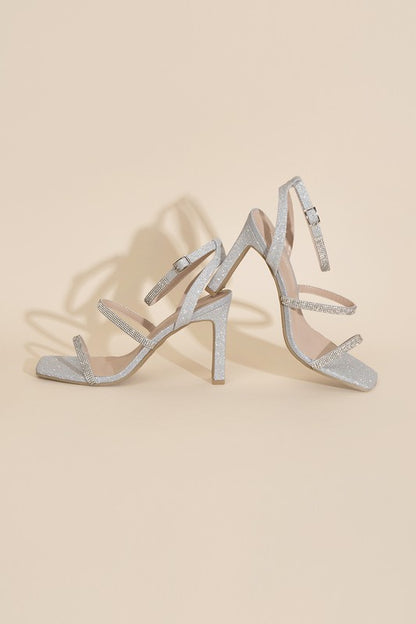 DEVIN-1 Silver Rhinestone Heels