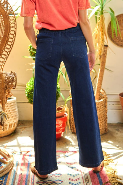 High Waisted Button Wide Leg Jeans JBJ1087