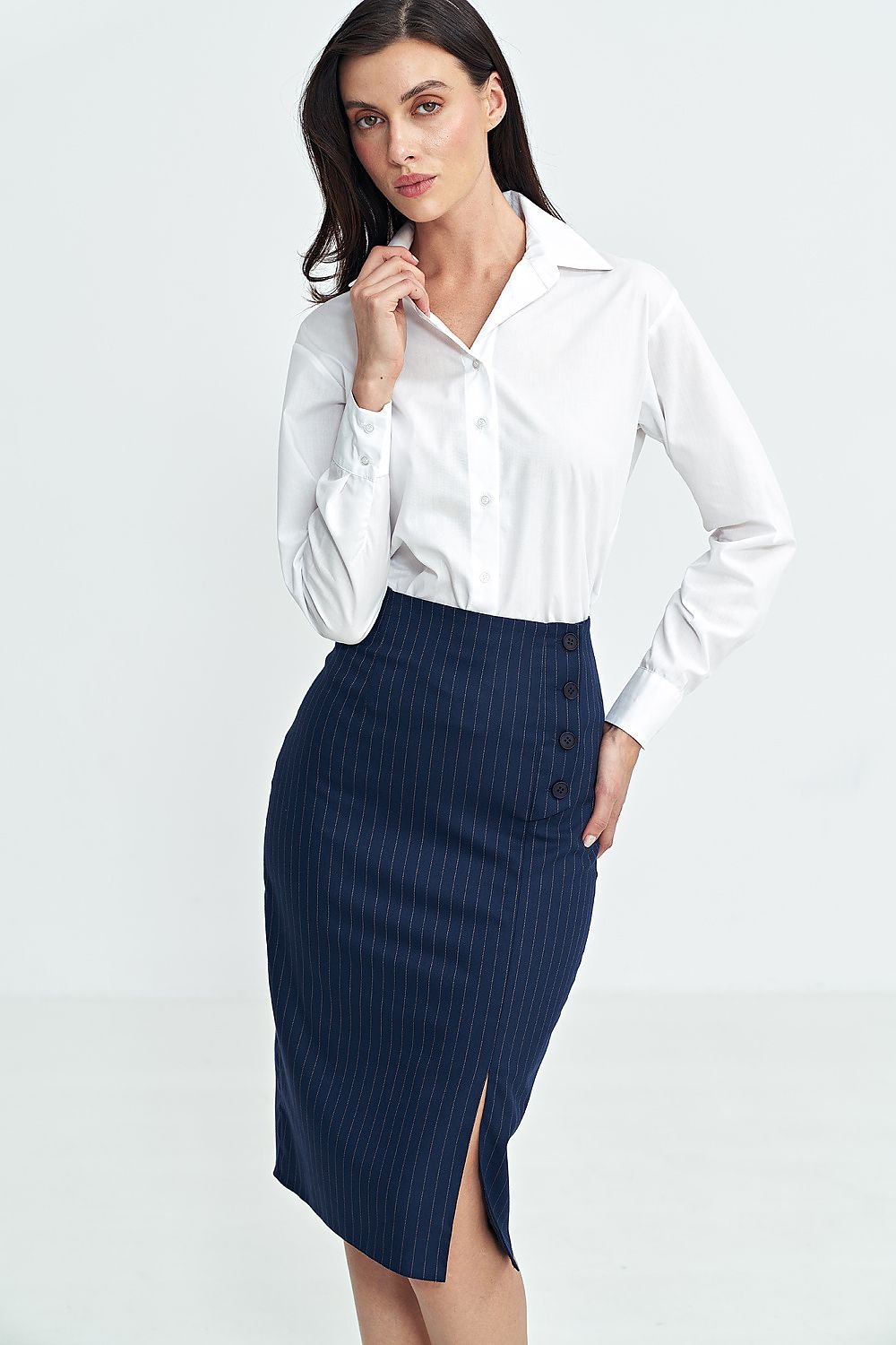 Formal Navy Blue Pencil Skirt