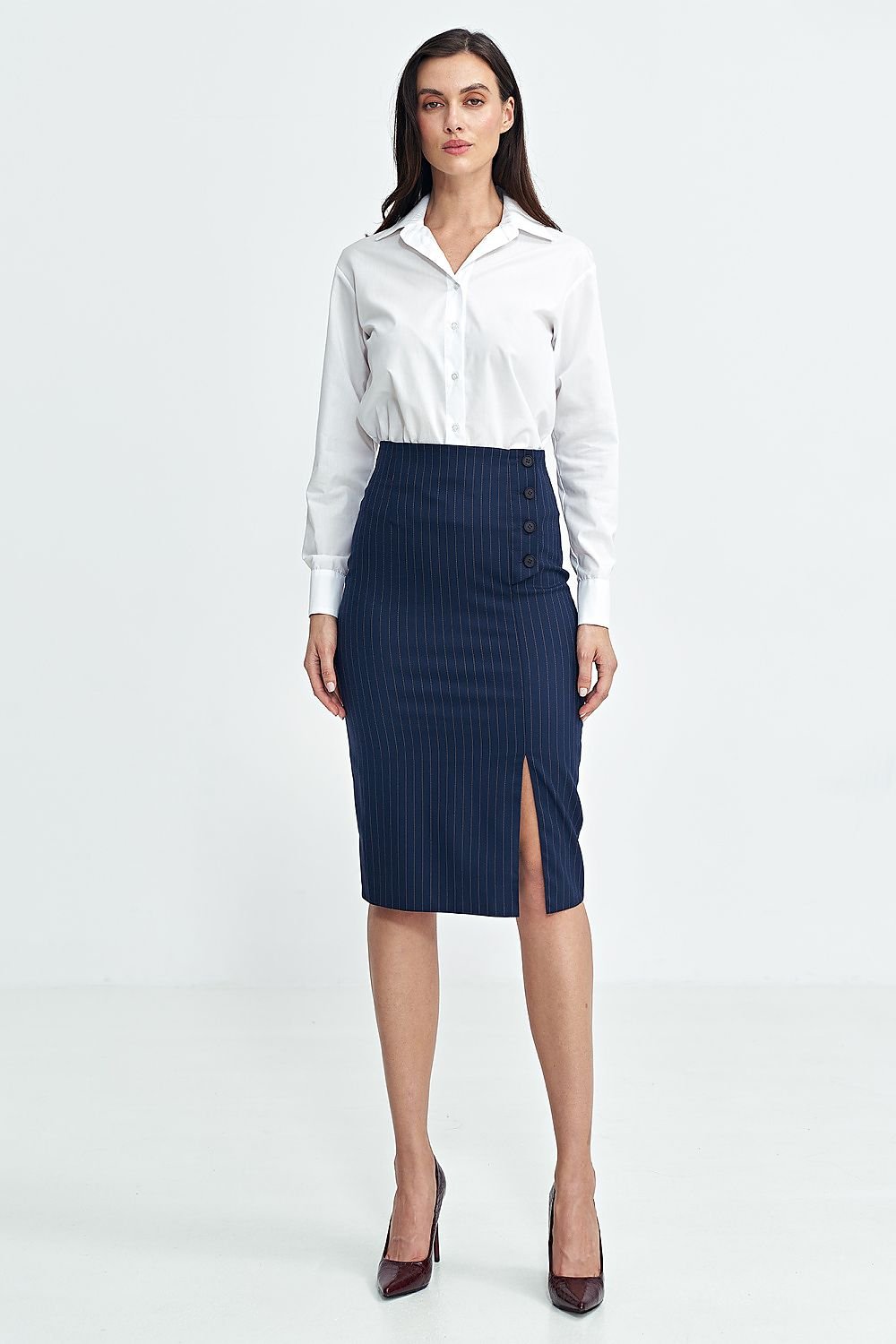 Formal Navy Blue Pencil Skirt