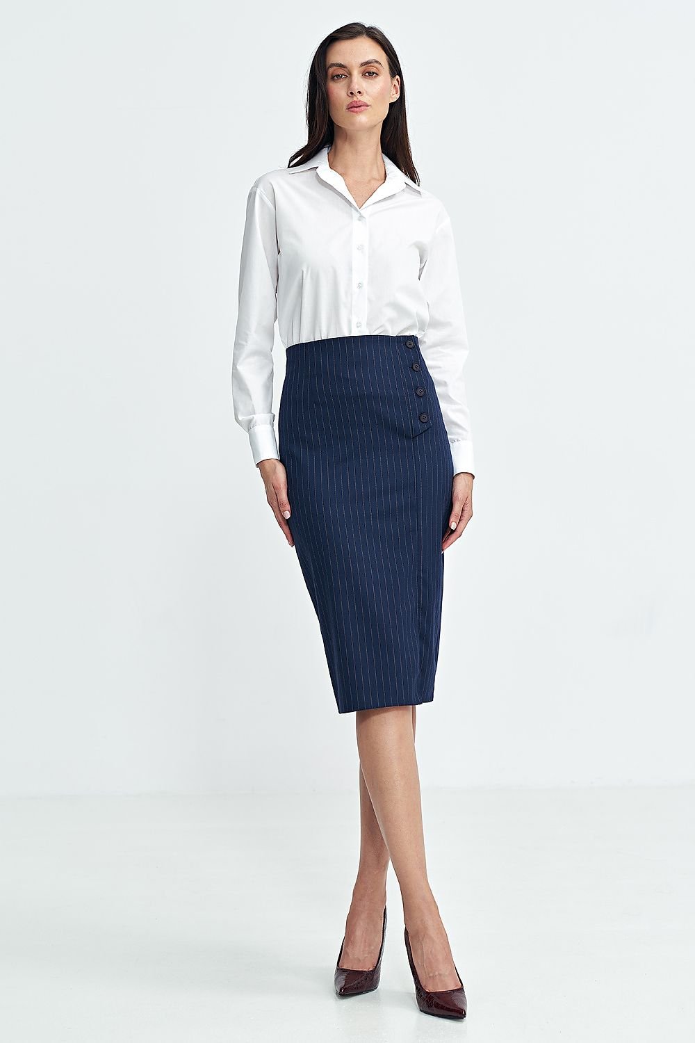 Formal Navy Blue Pencil Skirt