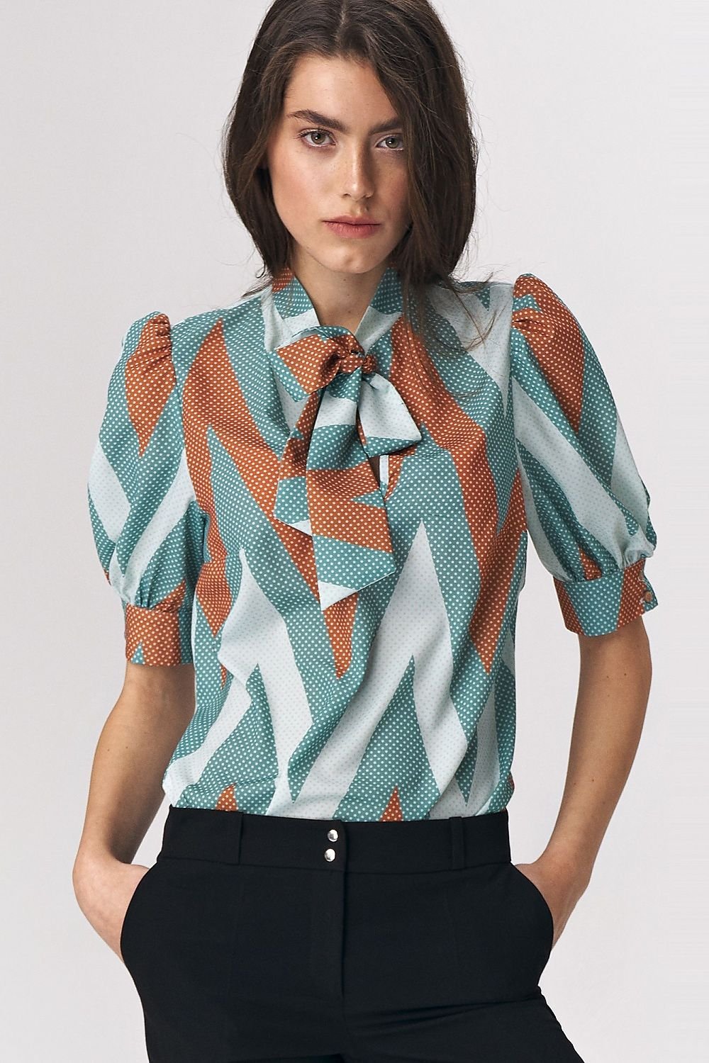 Multicolor Bow Blouse Nife