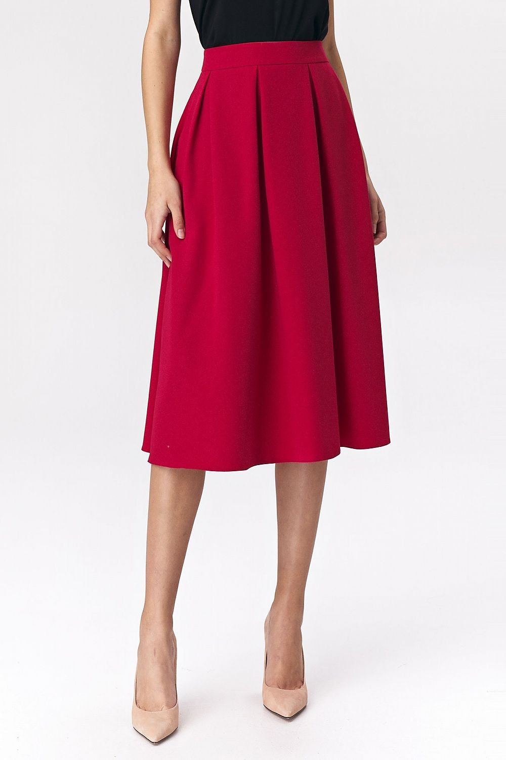 Red Midi Skirt Nife