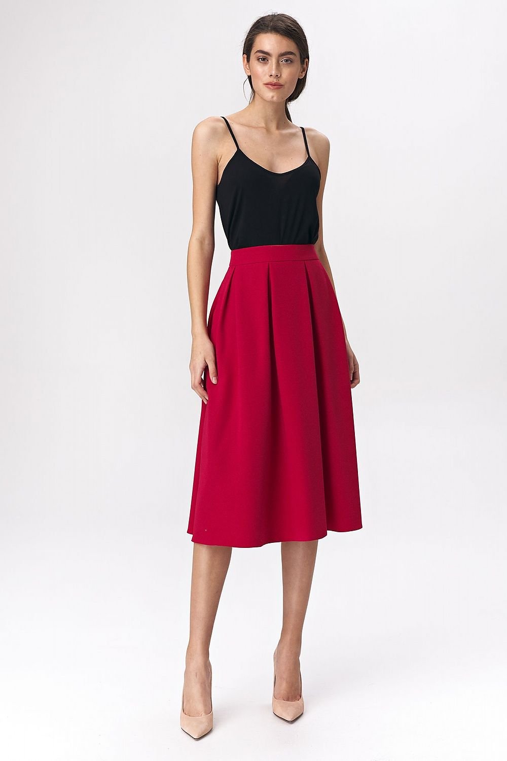 Red Midi Skirt Nife