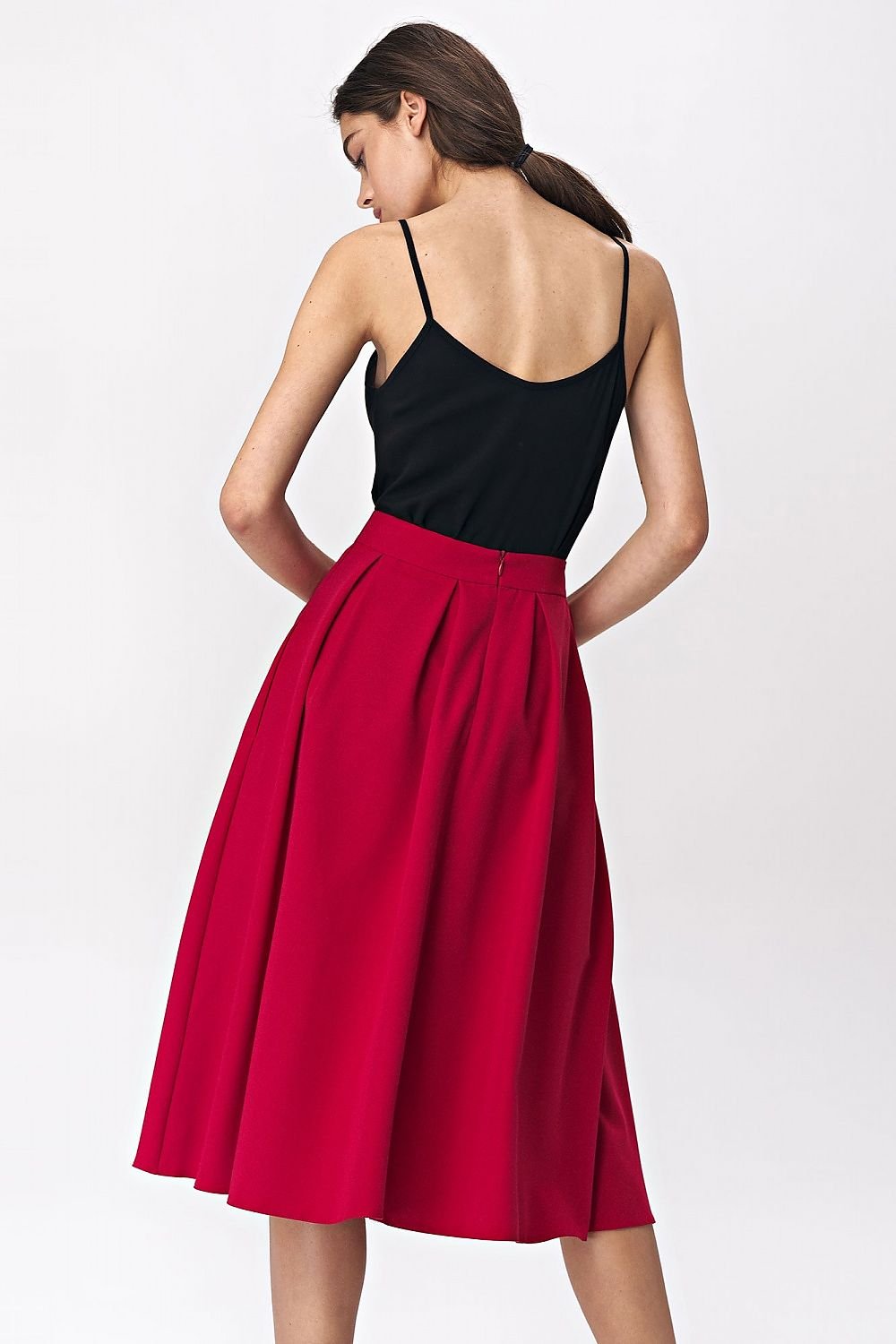 Red Midi Skirt Nife