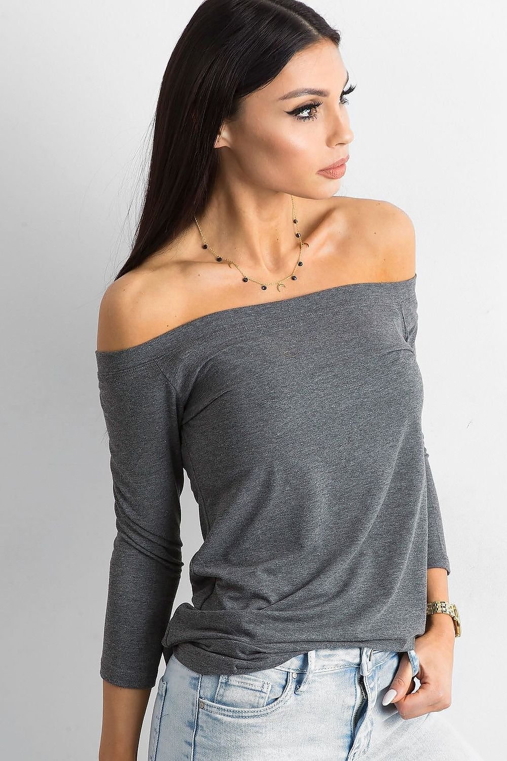 Grey 3/4 sleeves Blouse