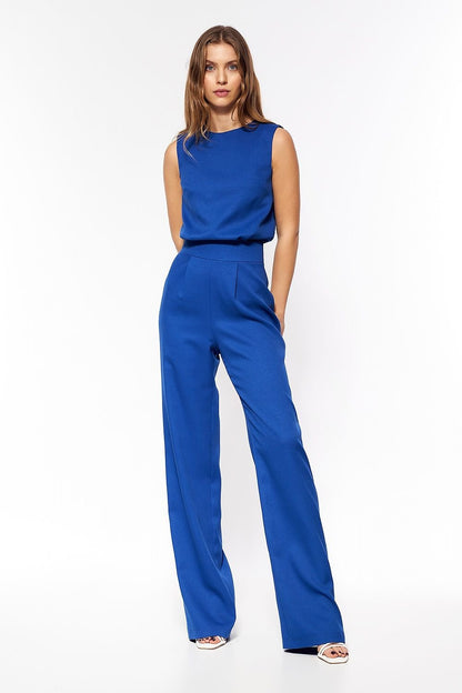 Exposes Back Blue JumpSuit Nife