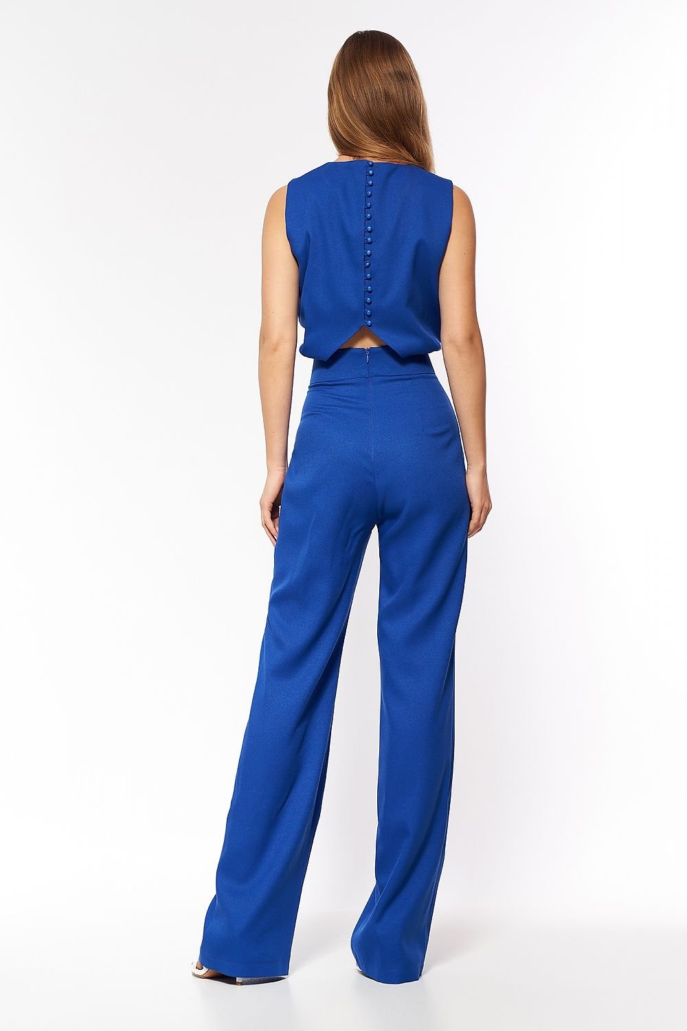 Exposes Back Blue JumpSuit Nife