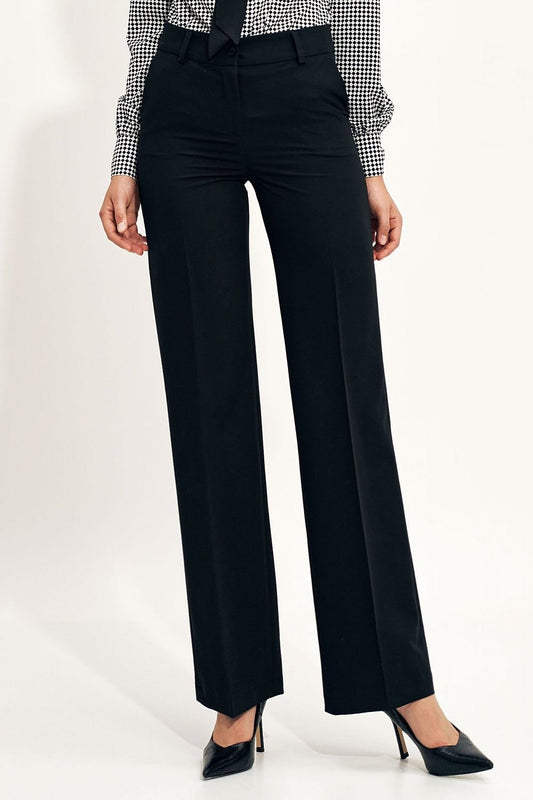 Black Slim-Fitting Pants Trousers