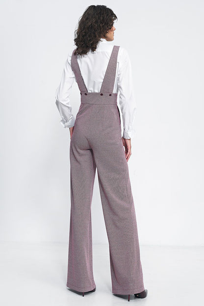 Red High-Waisted Jumpsuit With Suspenders Nife