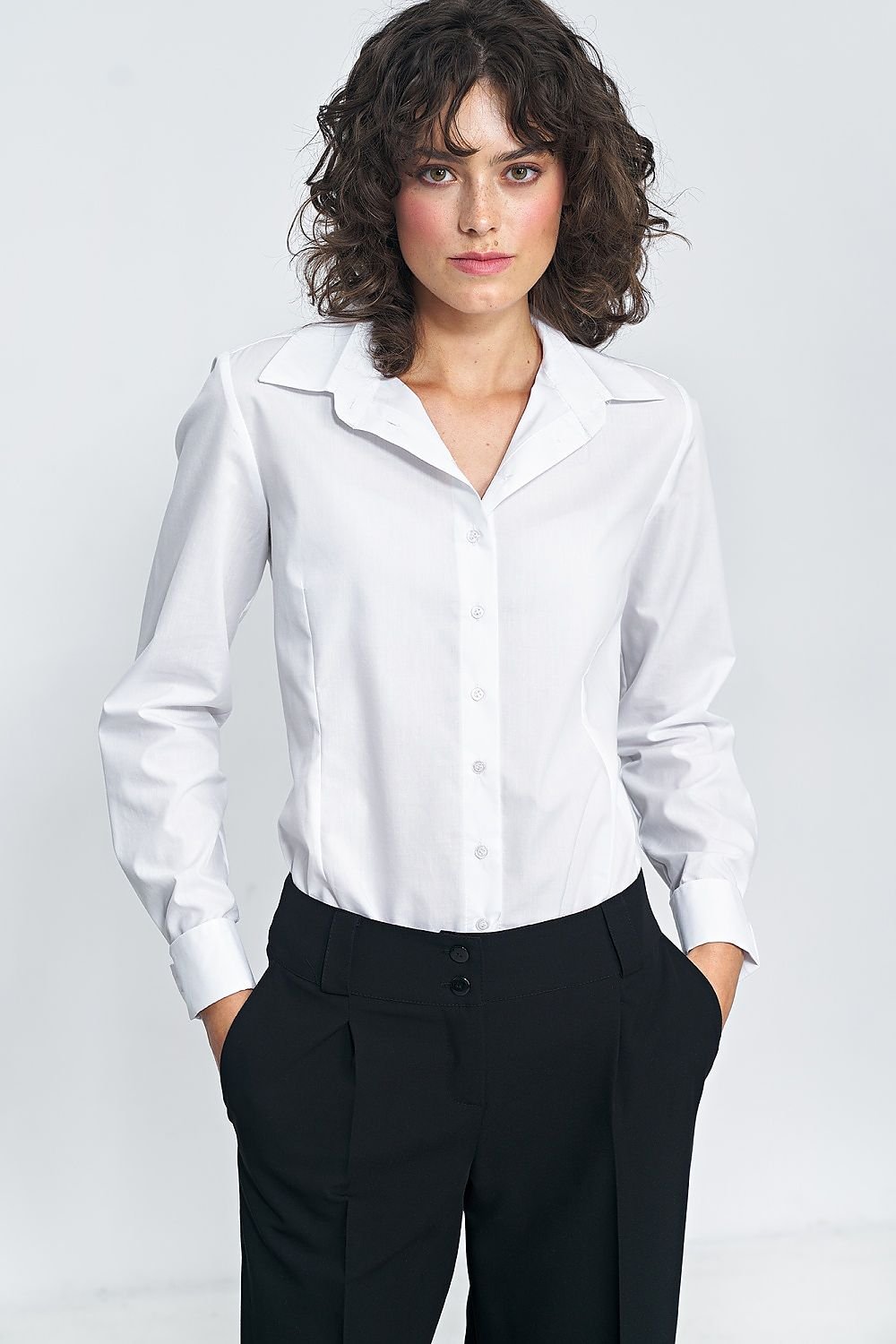 Elegant white Long sleeve shirt Nife