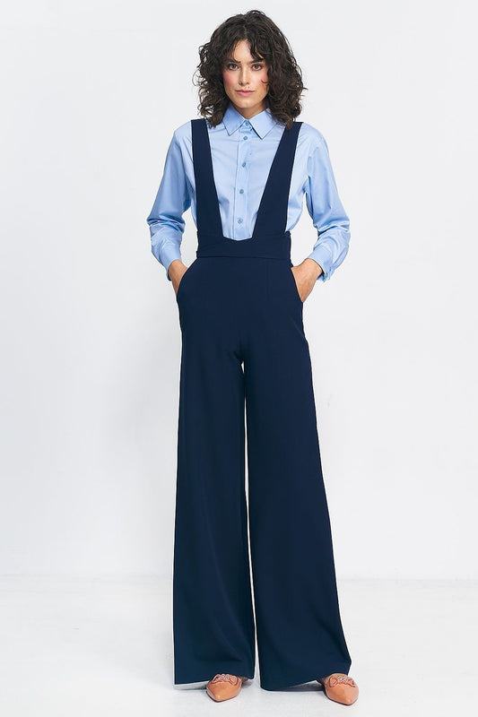 Navy Blue High-Waisted Jumpsuit  Nife