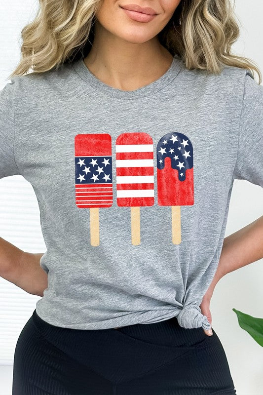 Patriotic American Flag Popsicles Graphic Tee