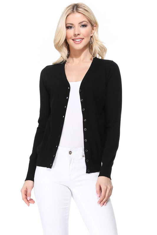 Women's V-Neck Button Down Knit Cardigan Sweater