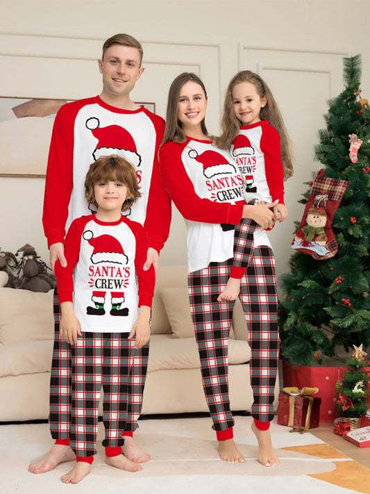 New Christmas parent-child set plaid two-piece pajamas