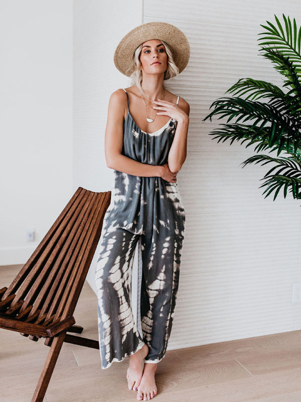 Women's suspenders wide-leg jumpsuit