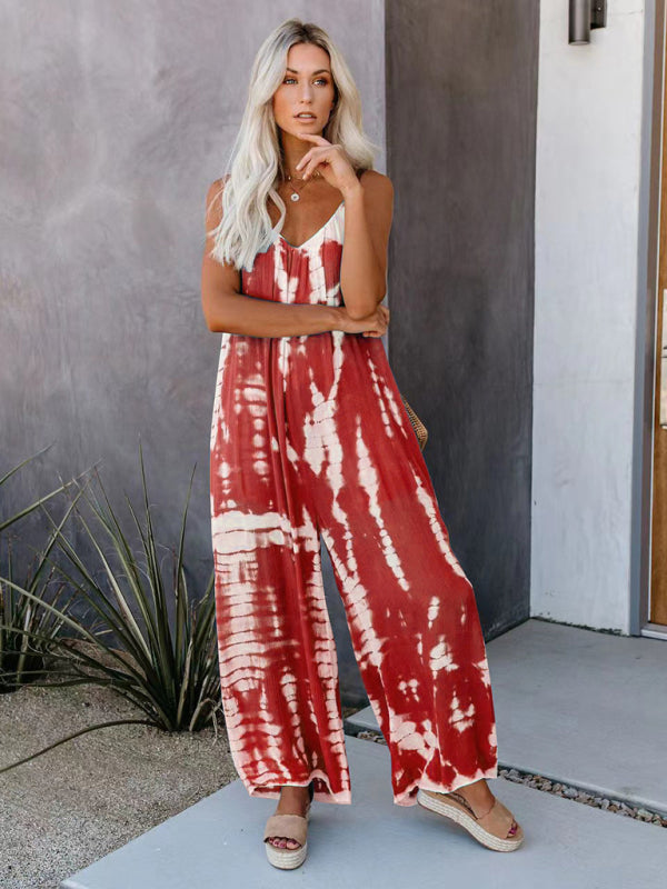 Women's suspenders wide-leg jumpsuit