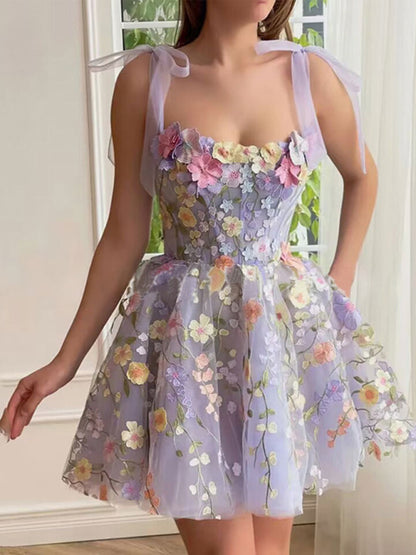 Three-Dimensional Flower Embroidery Dress