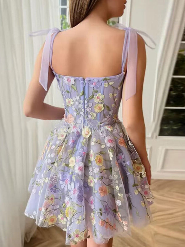 Three-Dimensional Flower Embroidery Dress