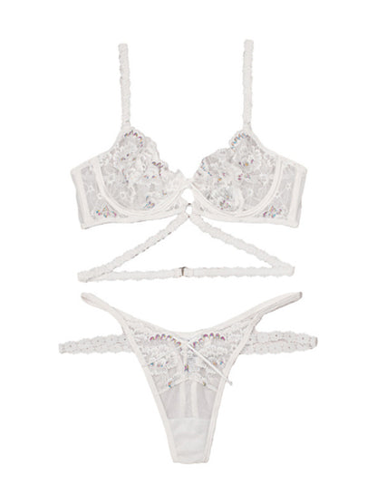 Flower Embroidered Lingerie Set