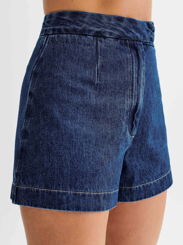 Casual High Waist Denim Shorts Set