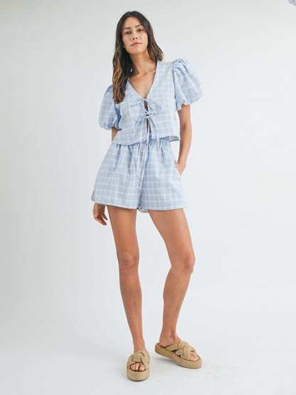 Casual Shorts Plaid Two-Piece Set