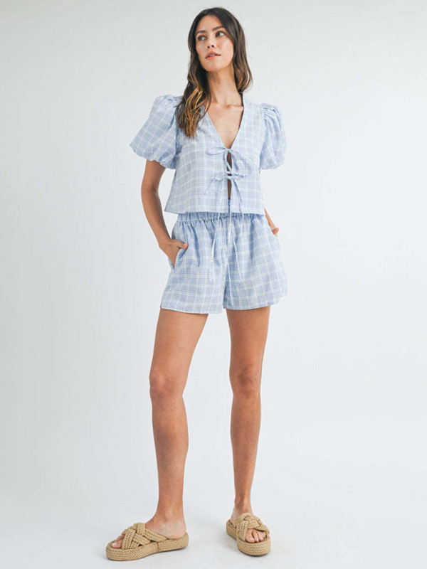 Casual Shorts Plaid Two-Piece Set