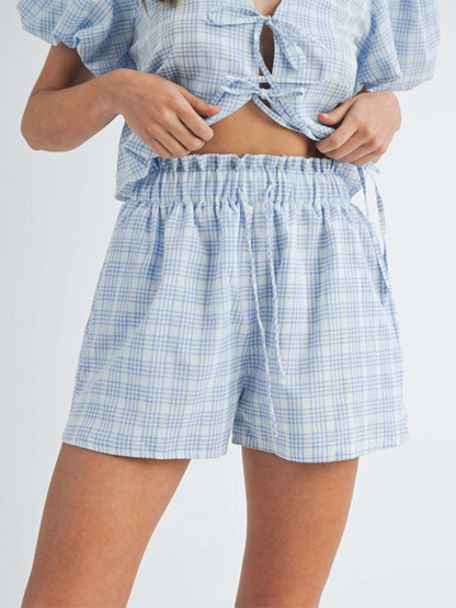 Casual Shorts Plaid Two-Piece Set