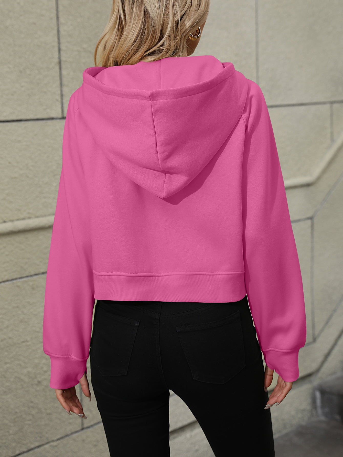 Women's Raglan Sleeve Zip-Up Hoodie with Pocket - Vivelamode Boutique