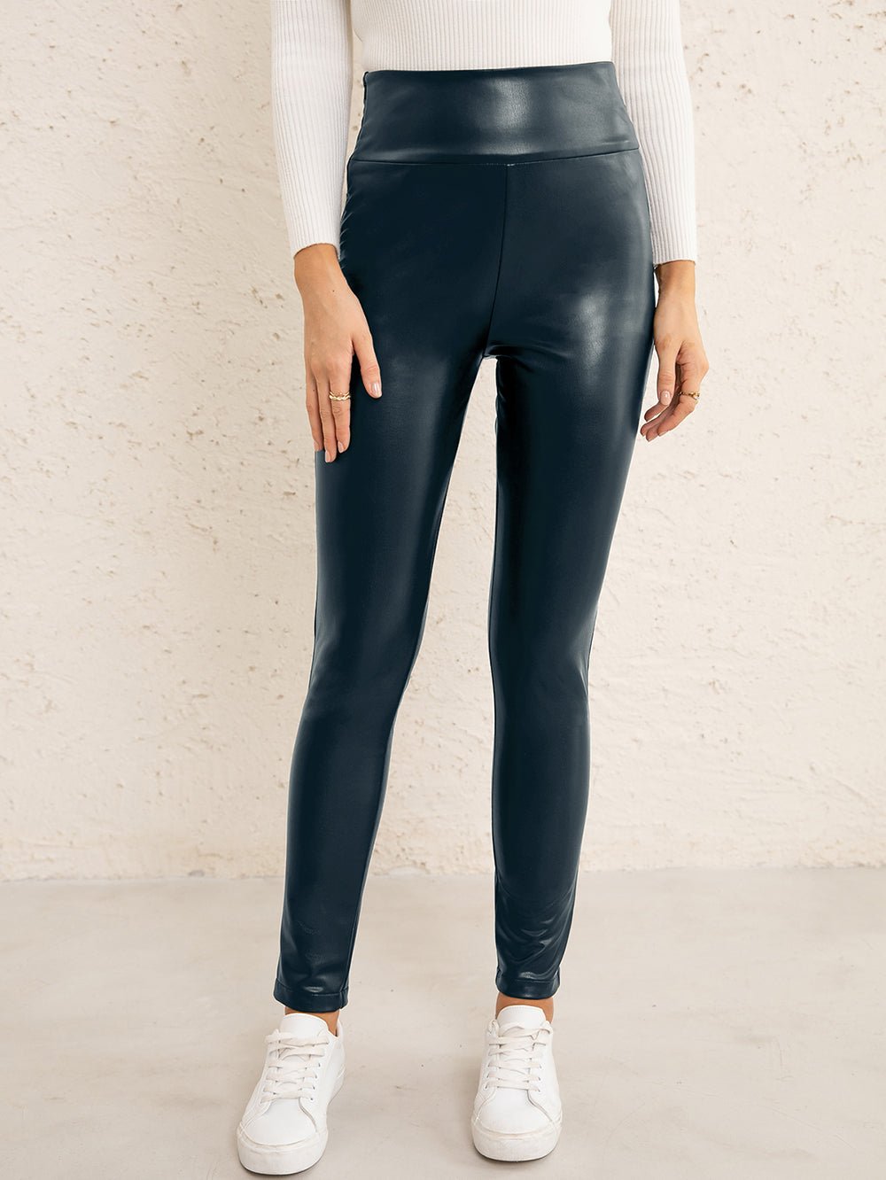 Double Take PU High Waist Straight Pants - Vivelamode Boutique