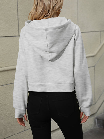 Women's Raglan Sleeve Zip-Up Hoodie with Pocket - Vivelamode Boutique