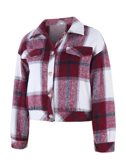 Women's fashion casual short plaid jacket - Vivelamode Boutique