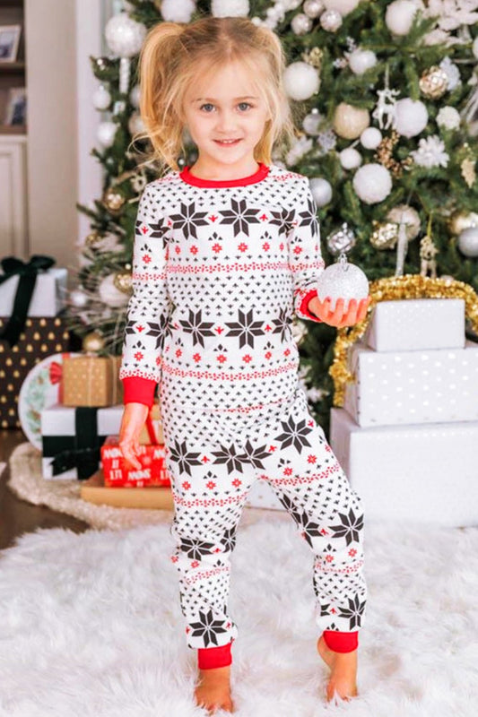 Snowflake Pattern Top and Pants Set - Vivelamode Boutique